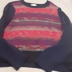 Cotton sweater Navy blue & multicolored size XXl